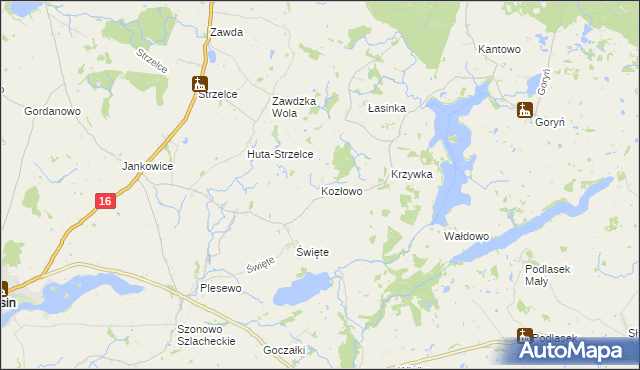 mapa Kozłowo gmina Łasin, Kozłowo gmina Łasin na mapie Targeo
