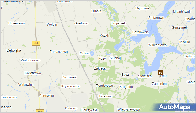 mapa Kozy gmina Piotrków Kujawski, Kozy gmina Piotrków Kujawski na mapie Targeo