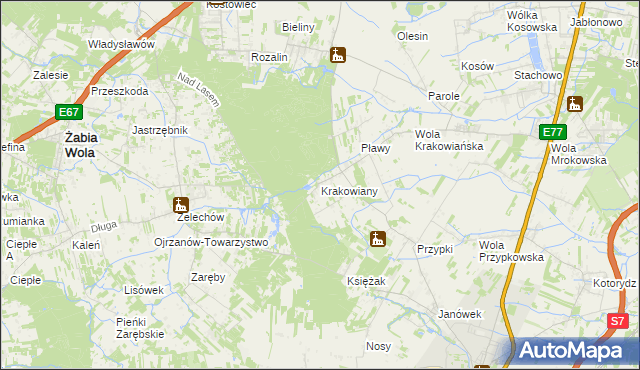 mapa Krakowiany gmina Nadarzyn, Krakowiany gmina Nadarzyn na mapie Targeo