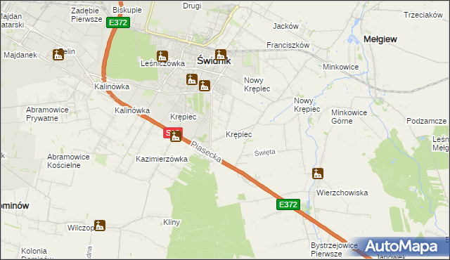 mapa Krępiec gmina Mełgiew, Krępiec gmina Mełgiew na mapie Targeo