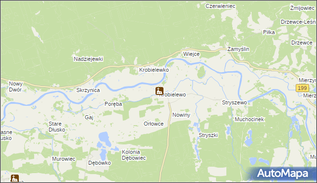 mapa Krobielewo, Krobielewo na mapie Targeo