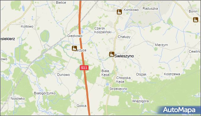 mapa Krokowo gmina Świeszyno, Krokowo gmina Świeszyno na mapie Targeo