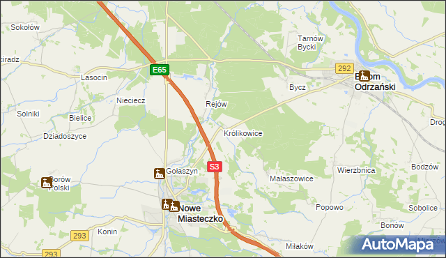 mapa Królikowice gmina Bytom Odrzański, Królikowice gmina Bytom Odrzański na mapie Targeo