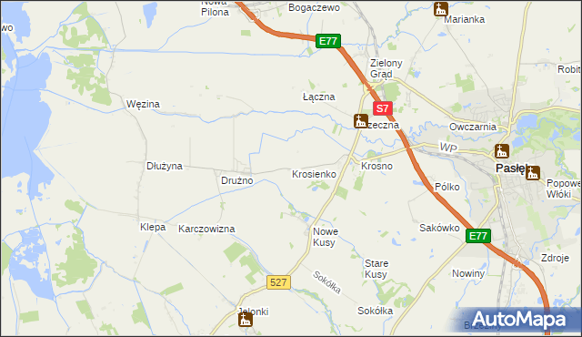 mapa Krosienko, Krosienko na mapie Targeo