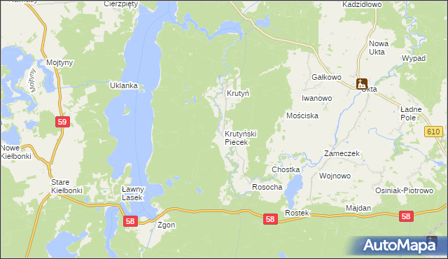 mapa Krutyński Piecek, Krutyński Piecek na mapie Targeo