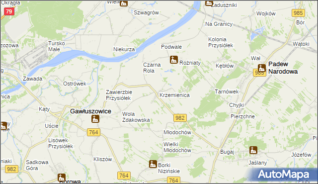 mapa Krzemienica gmina Gawłuszowice, Krzemienica gmina Gawłuszowice na mapie Targeo