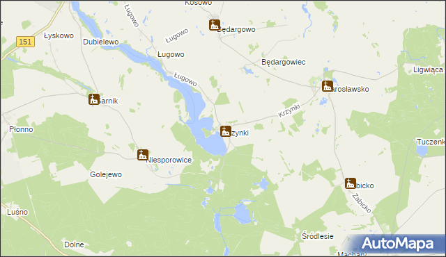 mapa Krzynki, Krzynki na mapie Targeo