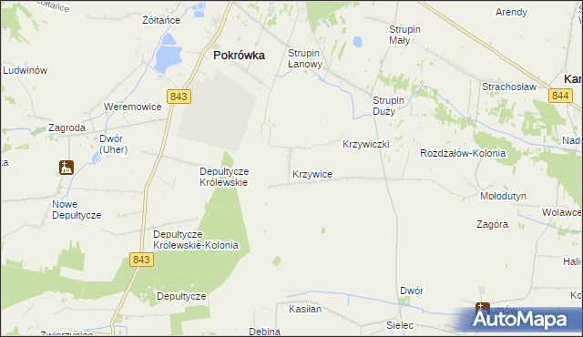 mapa Krzywice gmina Chełm, Krzywice gmina Chełm na mapie Targeo