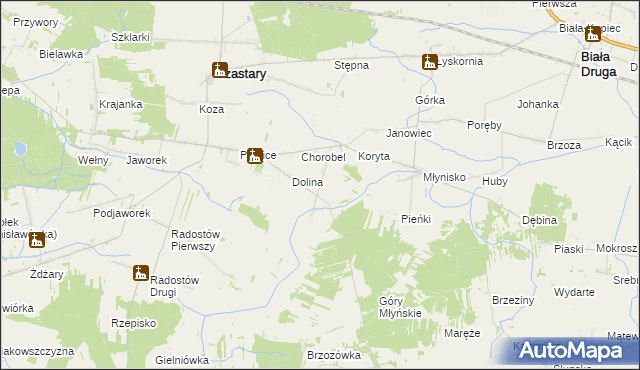 mapa Krzyż gmina Czastary, Krzyż gmina Czastary na mapie Targeo
