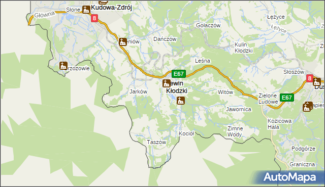 mapa Krzyżanów gmina Lewin Kłodzki, Krzyżanów gmina Lewin Kłodzki na mapie Targeo