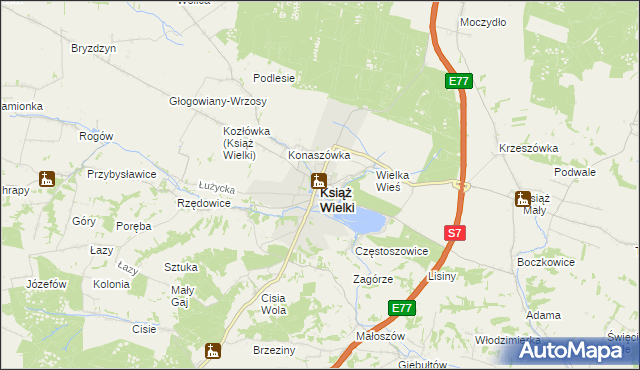 mapa Książ Wielki, Książ Wielki na mapie Targeo