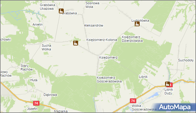 mapa Księżomierz-Osada, Księżomierz-Osada na mapie Targeo