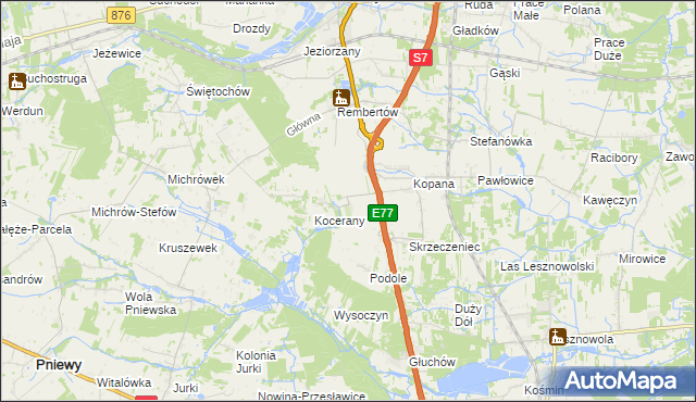 mapa Księżowola, Księżowola na mapie Targeo