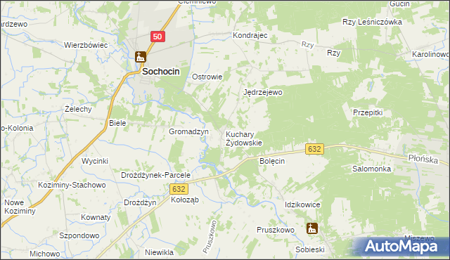mapa Kuchary Żydowskie, Kuchary Żydowskie na mapie Targeo