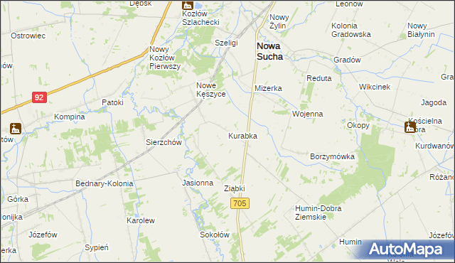 mapa Kurabka, Kurabka na mapie Targeo