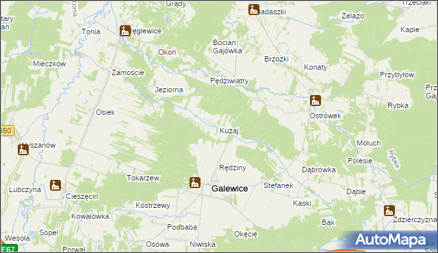 mapa Kużaj, Kużaj na mapie Targeo