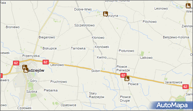 mapa Kwilno gmina Radziejów, Kwilno gmina Radziejów na mapie Targeo