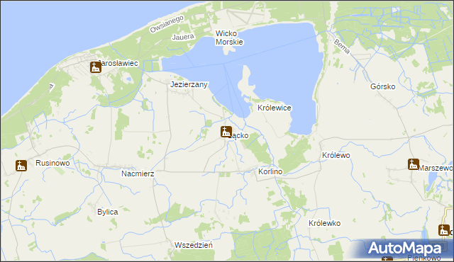 mapa Łącko gmina Postomino, Łącko gmina Postomino na mapie Targeo