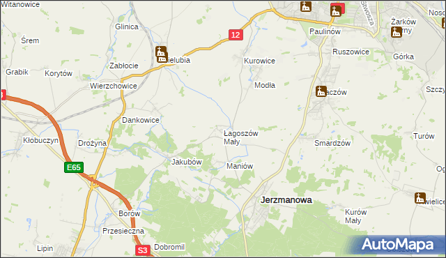 mapa Łagoszów Mały, Łagoszów Mały na mapie Targeo