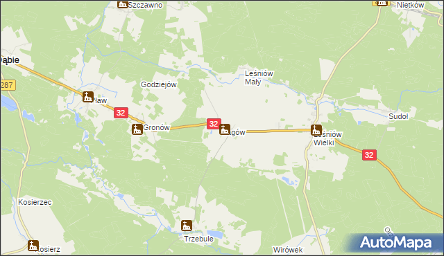 mapa Łagów gmina Dąbie, Łagów gmina Dąbie na mapie Targeo