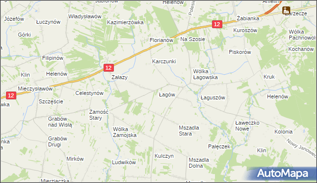 mapa Łagów gmina Przyłęk, Łagów gmina Przyłęk na mapie Targeo