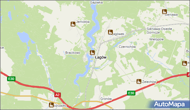 mapa Łagów powiat świebodziński, Łagów powiat świebodziński na mapie Targeo