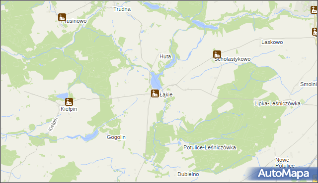 mapa Łąkie gmina Lipka, Łąkie gmina Lipka na mapie Targeo