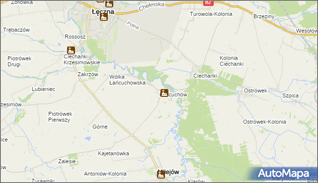 mapa Łańcuchów, Łańcuchów na mapie Targeo
