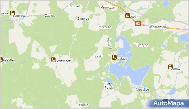 mapa Łaski gmina Lubrza, Łaski gmina Lubrza na mapie Targeo