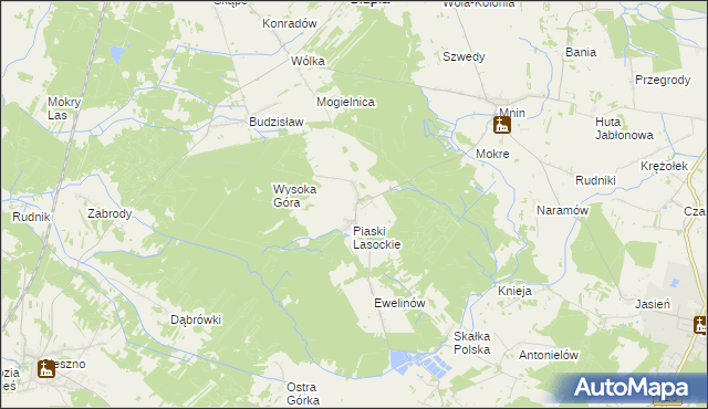 mapa Lasocin gmina Łopuszno, Lasocin gmina Łopuszno na mapie Targeo