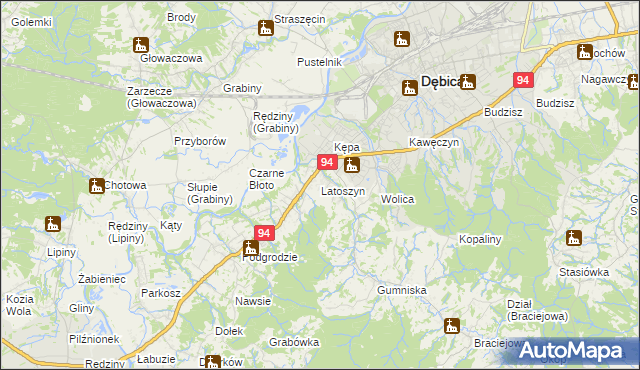 mapa Latoszyn, Latoszyn na mapie Targeo