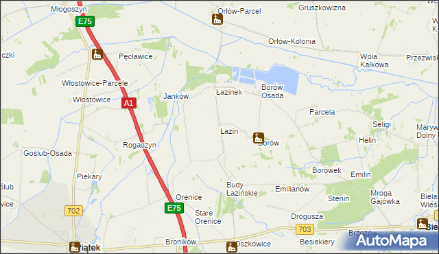 mapa Łazin, Łazin na mapie Targeo