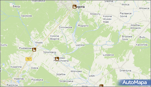 mapa Łaziska gmina Staszów, Łaziska gmina Staszów na mapie Targeo