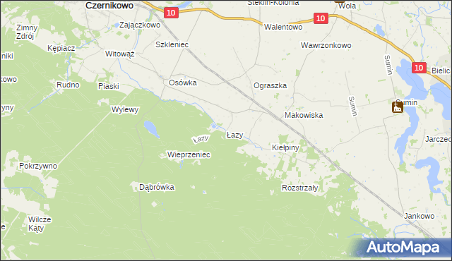 mapa Łazy gmina Czernikowo, Łazy gmina Czernikowo na mapie Targeo
