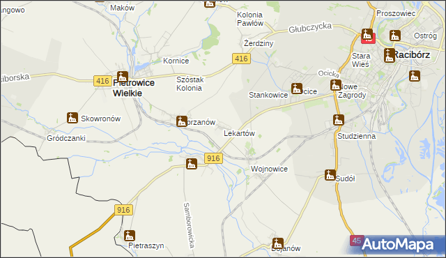 mapa Lekartów, Lekartów na mapie Targeo