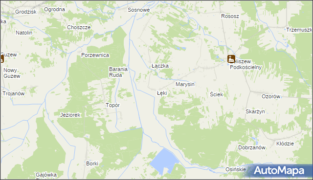 mapa Łęki gmina Kotuń, Łęki gmina Kotuń na mapie Targeo