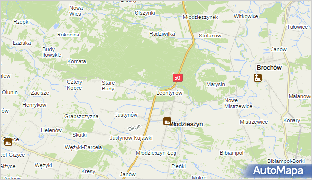 mapa Leontynów, Leontynów na mapie Targeo
