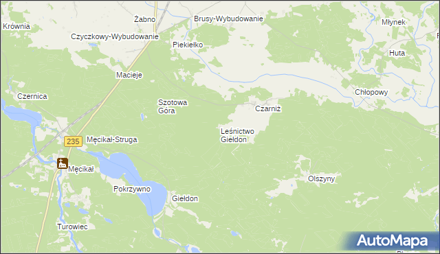 mapa Leśnictwo Giełdon, Leśnictwo Giełdon na mapie Targeo