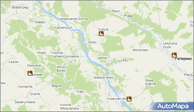 mapa Leśniki gmina Perlejewo, Leśniki gmina Perlejewo na mapie Targeo