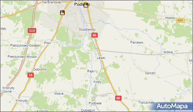 mapa Lewki gmina Bielsk Podlaski, Lewki gmina Bielsk Podlaski na mapie Targeo