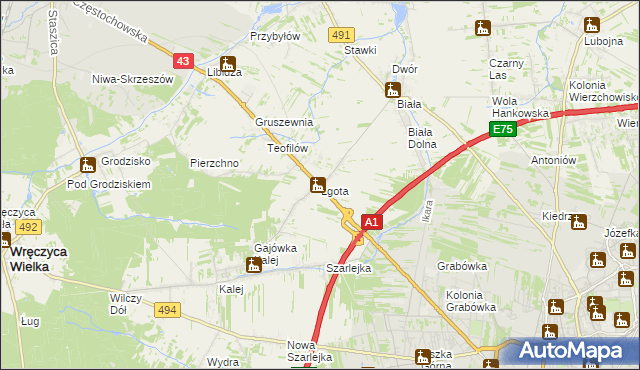mapa Lgota gmina Kłobuck, Lgota gmina Kłobuck na mapie Targeo