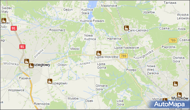 mapa Lgota-Mokrzesz, Lgota-Mokrzesz na mapie Targeo