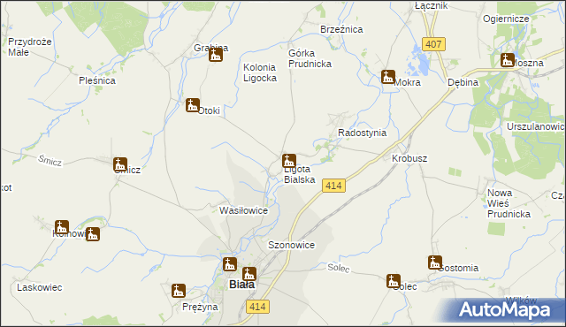 mapa Ligota Bialska, Ligota Bialska na mapie Targeo
