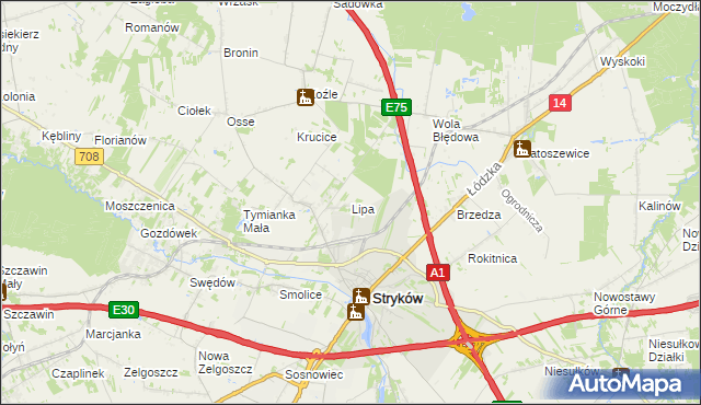 mapa Lipa gmina Stryków, Lipa gmina Stryków na mapie Targeo