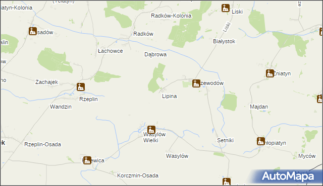 mapa Lipina gmina Dołhobyczów, Lipina gmina Dołhobyczów na mapie Targeo
