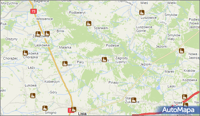 mapa Lipiny gmina Dąbrowa Tarnowska, Lipiny gmina Dąbrowa Tarnowska na mapie Targeo