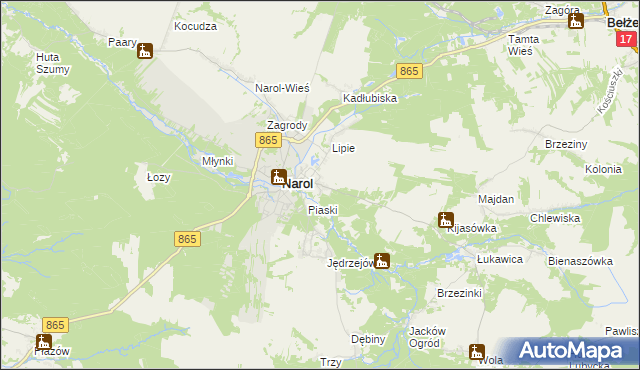 mapa Lipsko gmina Narol, Lipsko gmina Narol na mapie Targeo