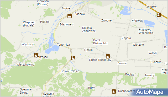 mapa Lipsko gmina Zamość, Lipsko gmina Zamość na mapie Targeo