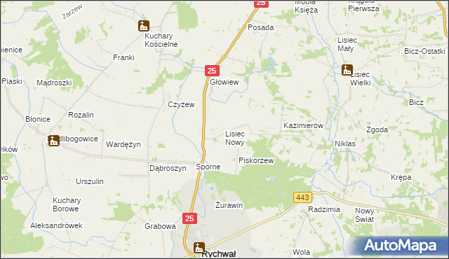 mapa Lisiec Nowy, Lisiec Nowy na mapie Targeo