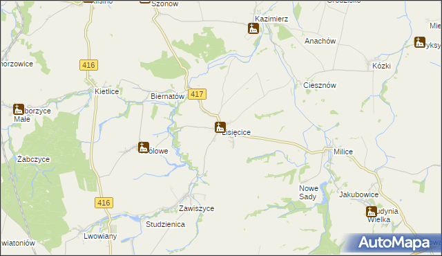 mapa Lisięcice, Lisięcice na mapie Targeo